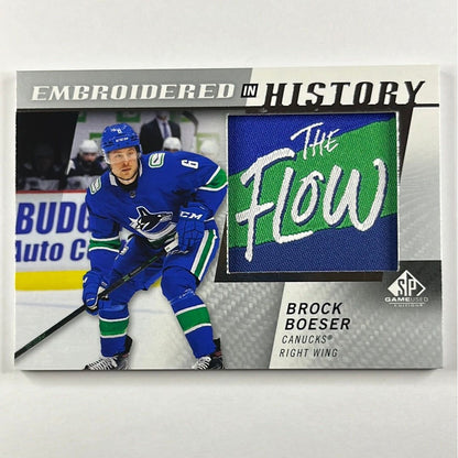 2021-22 SP Game Used Brock Boeser “The Flow” Embroidered In History