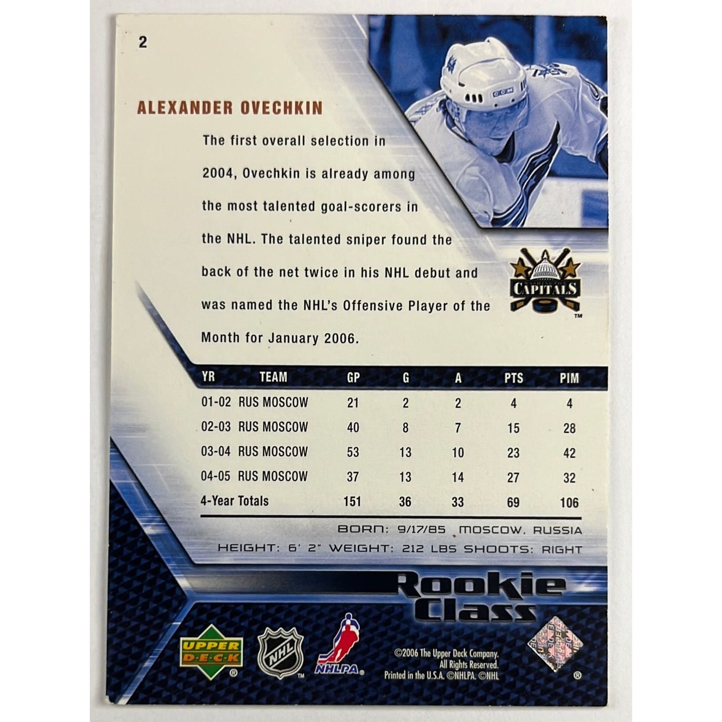 2005-06 Upper Deck Alexander Ovechkin RC | Local Legends Cards & Collectibles