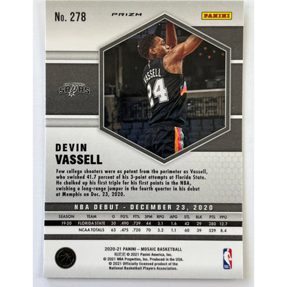 2020-21 Mosaic Devin Vassell NBA Debut Orange Camo Mosaic Prizm RC