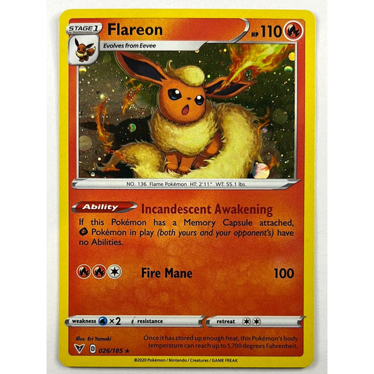 Flareon Holo Rare w/SWIRLS 026/185