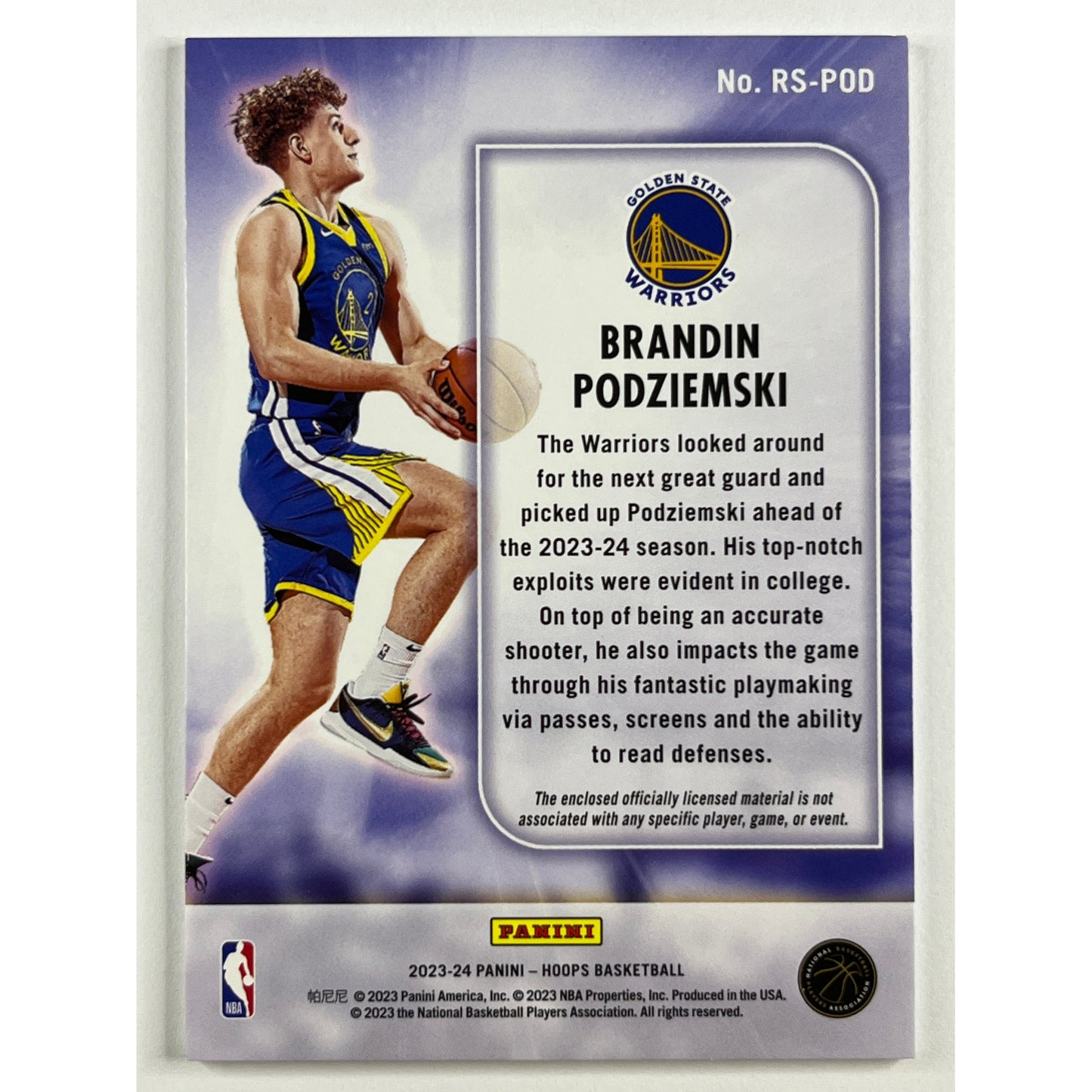 2023-24 Hoops Brandin Podziemski Rise N Shine