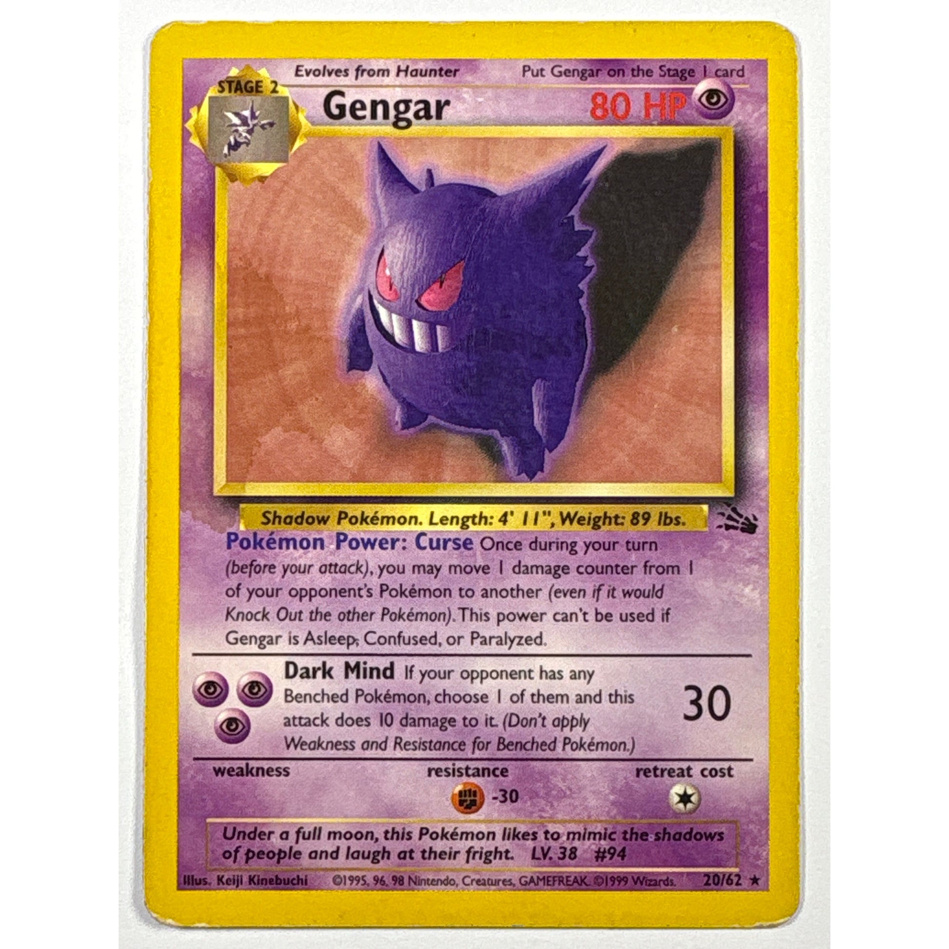 Gengar Non Holo Rare 20/62 | Local Legends Cards & Collectibles