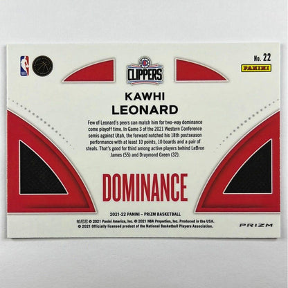 2021-22 Prizm Kawhi Leonard Dominance Silver Holo Prizm