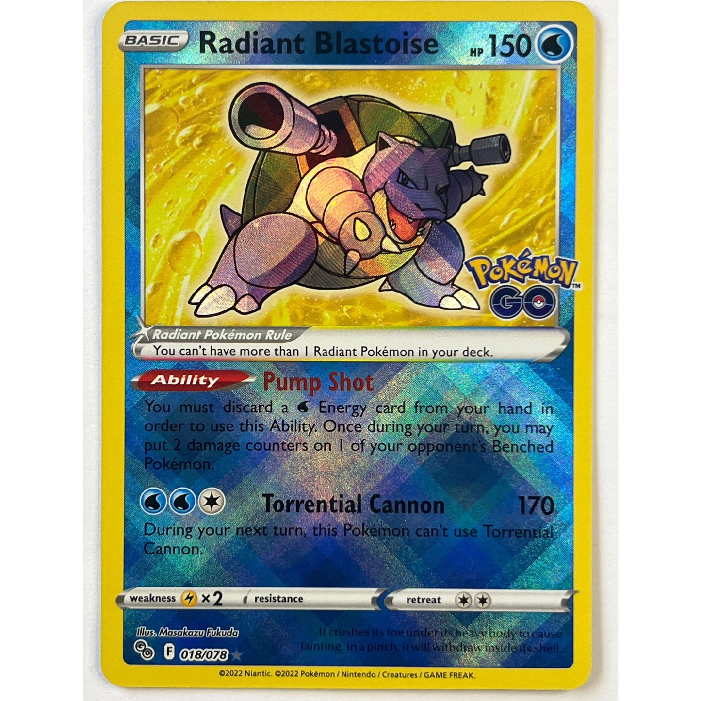 *STAMPED Pokemon Go Radiant Blastoise Holo Rare 018/078 | Local Legends Cards & Collectibles