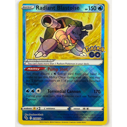 *STAMPED Pokemon Go Radiant Blastoise Holo Rare 018/078 | Local Legends Cards & Collectibles