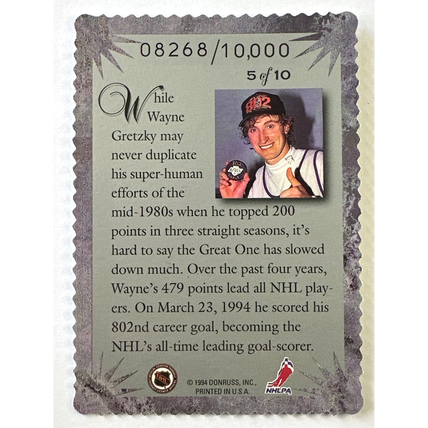 1994 Donruss Elite Series Wayne Gretzky Die Cut Silver Holo /10,000