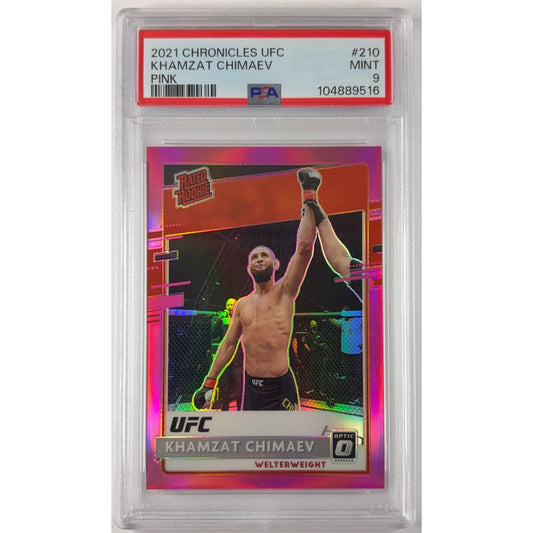 2021 Donruss Optic Khamzat Chimaev Pink Holo Rated Rookie SP PSA 9 MINT