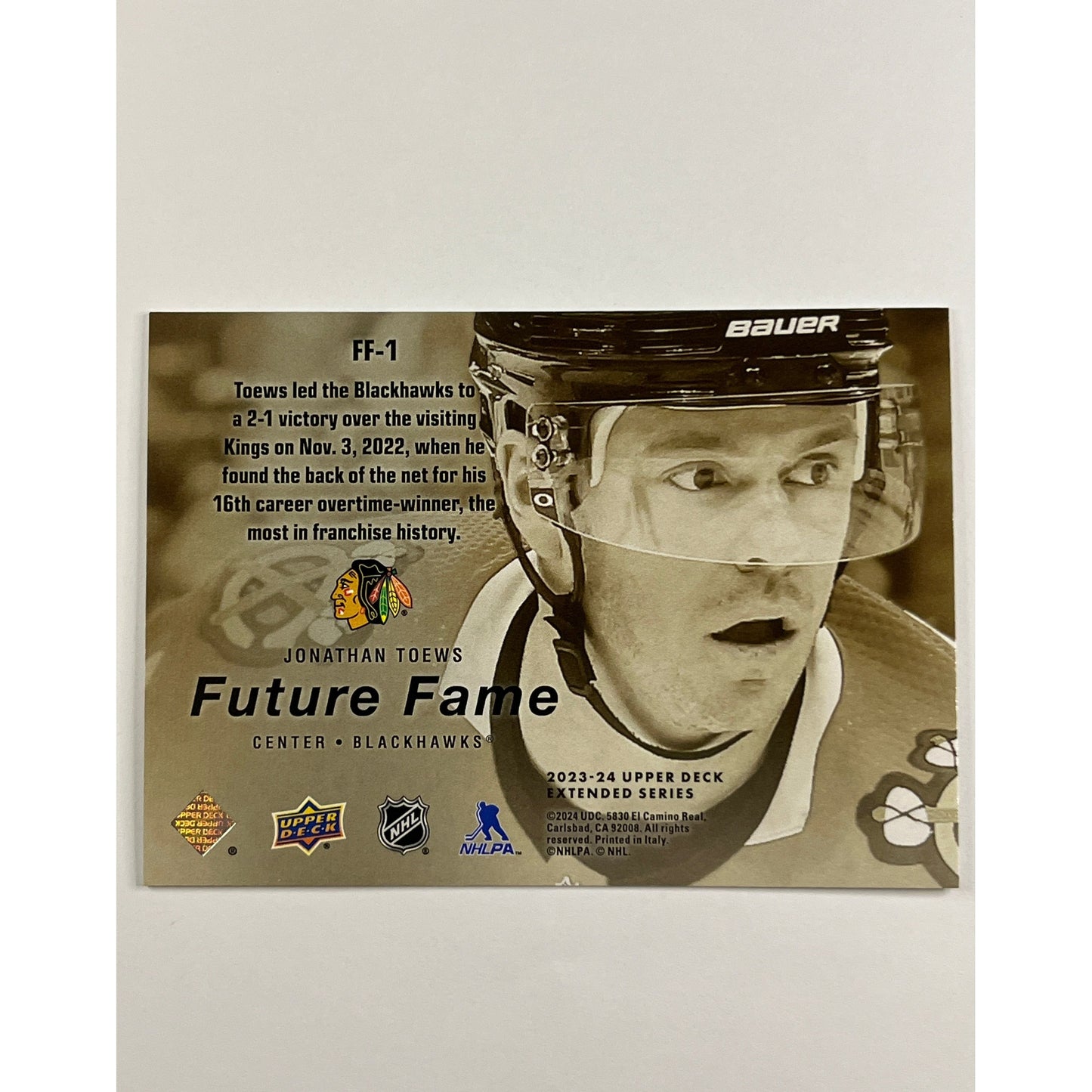 2023-24 Extended Series Jonathan Toews Future Fame HoloGrFx