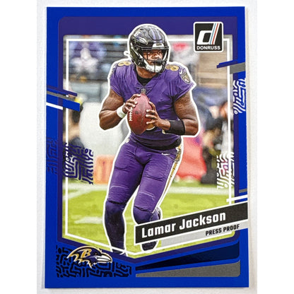 2023 Donruss Lamar Jackson Blue Foil Press Proof
