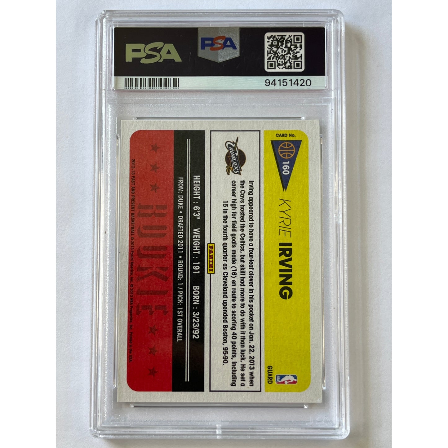 2012-13 Past & Present Kyrie Irving Rookie Card PSA 10 GEM MINT