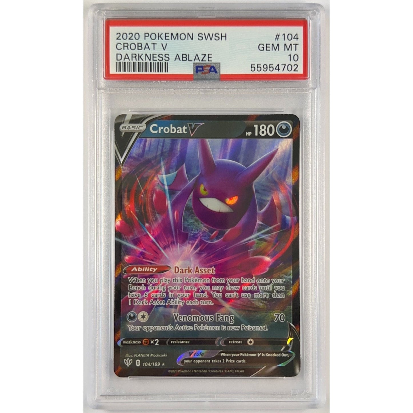 Crobat V Holo Ultra Rare 104/189 PSA 10 GEM MINT