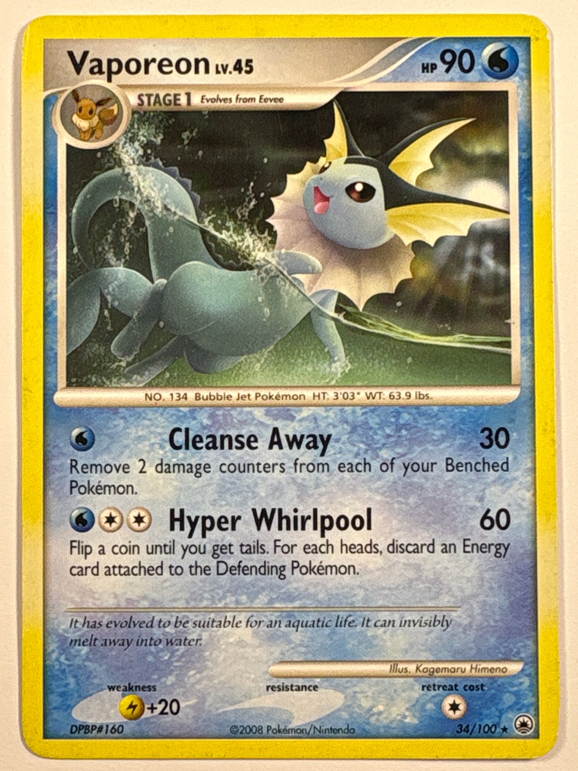 Vaporeon Non Holo Rare 34/100 | Local Legends Cards & Collectibles