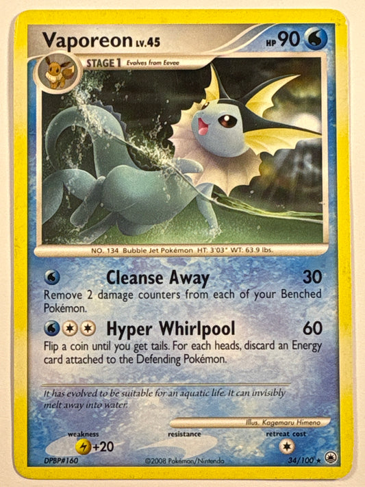 Vaporeon Non Holo Rare 34/100 | Local Legends Cards & Collectibles