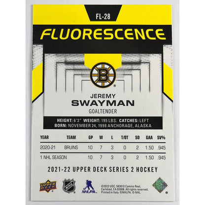 2021-22 Series 2 Jeremy Swayman Fluorescence RC /150