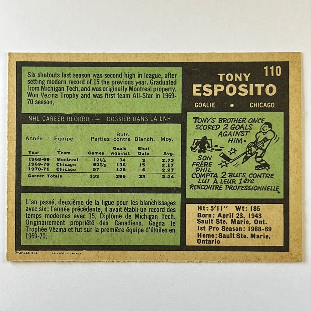 1971-72 O-Pee-Chee Tony Esposito #110