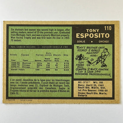1971-72 O-Pee-Chee Tony Esposito #110