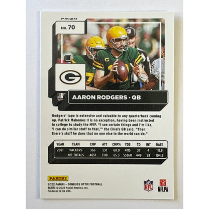 2022 Donruss Optic Aaron Rodgers Stars Emoji Silver Holo Prizm