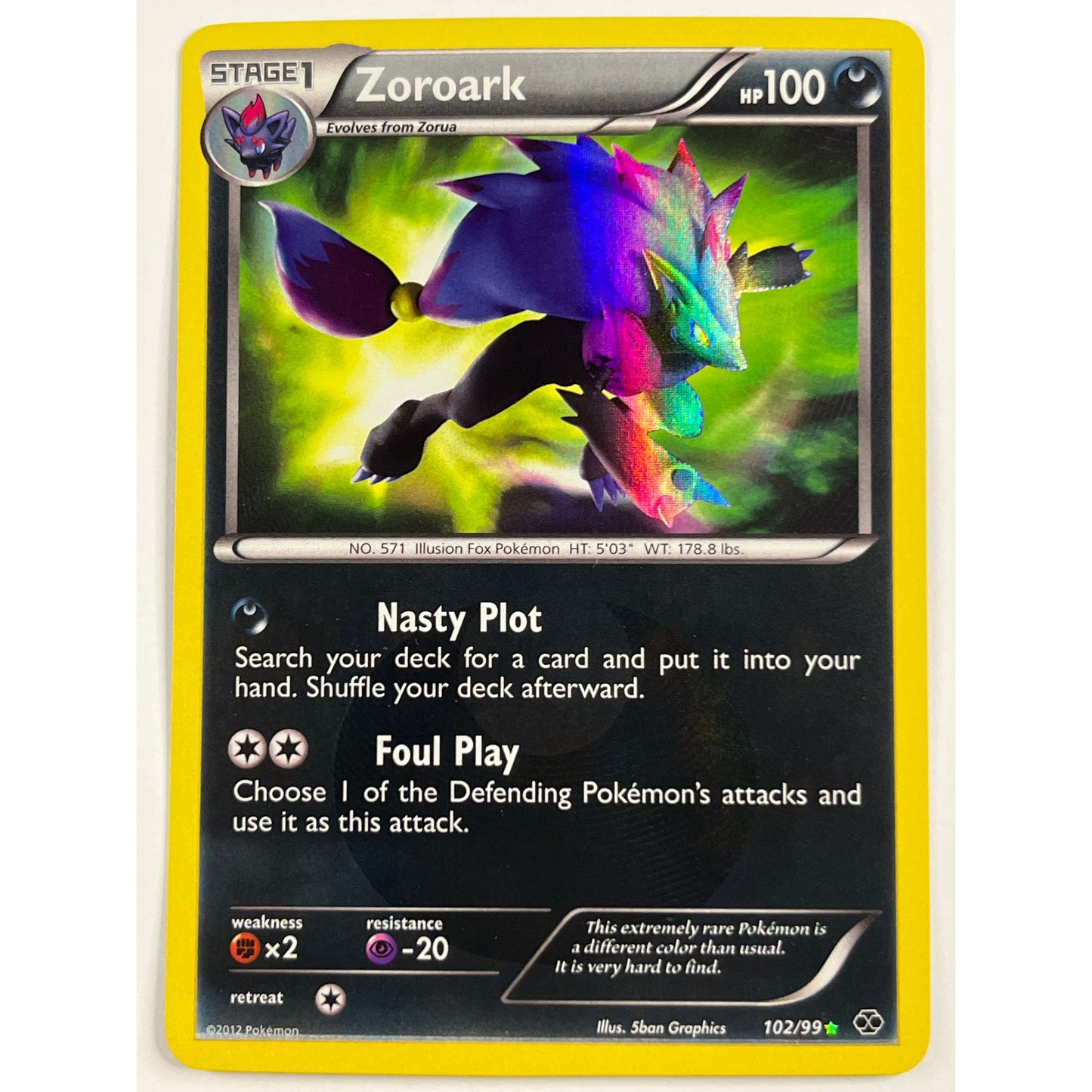 Zoroark Holo Secret Rare 102/99