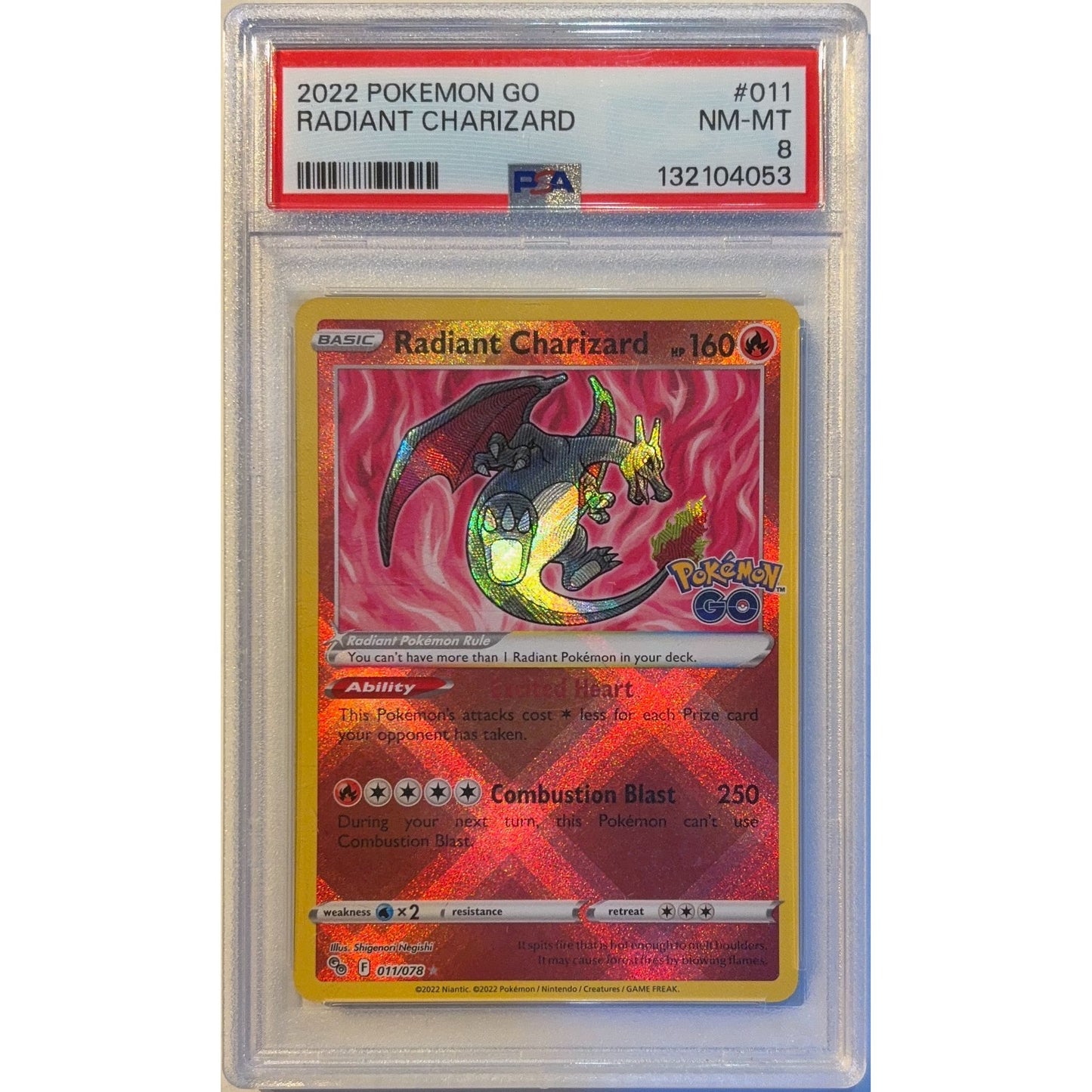 Radiant Charizard Holo Rare 011/078 PSA 8 NEAR MINT - MINT