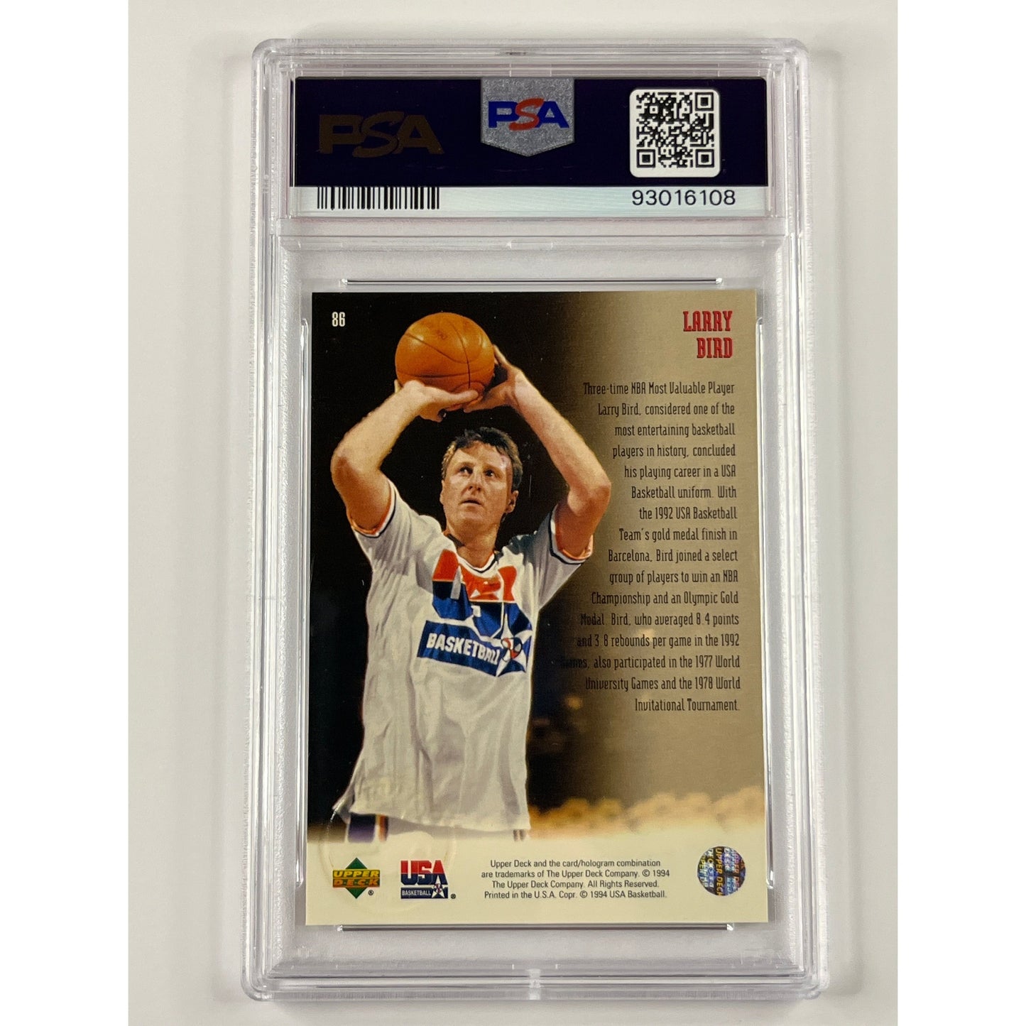 1994 Upper Deck USA Larry Bird Gold Medal PSA 9 MINT | Local Legends Cards & Collectibles