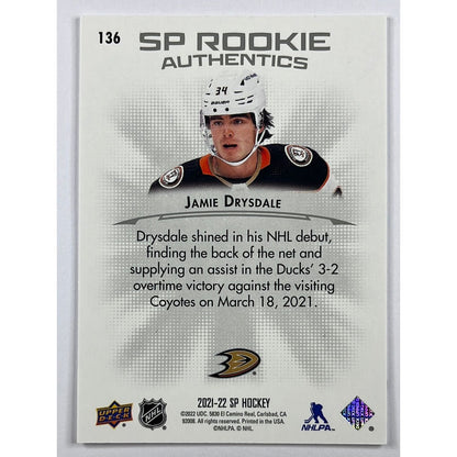2021-22 SP Jamie Drysdale Rookie Authentics /599