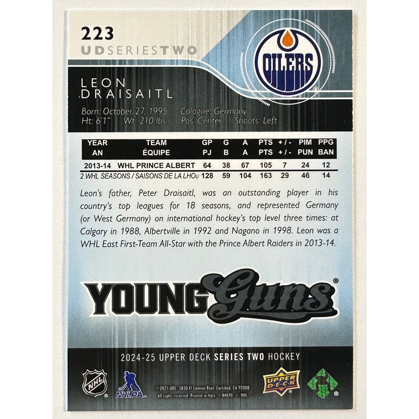 2024-25 Upper Deck Series 2 Leon Draisaitl Young Guns Renewed