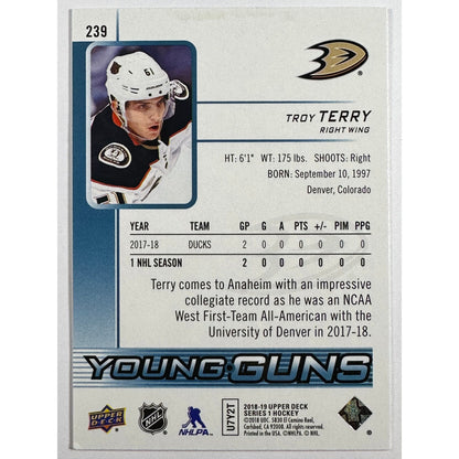 2018-19 Upper Deck Extended Series 1 Troy Terry Young Guns