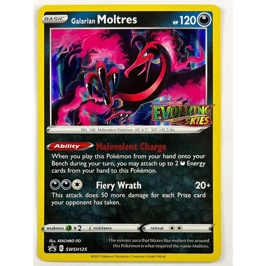 *Stamped Evolving Skies Galarian Moltres Holo Black Star Promo