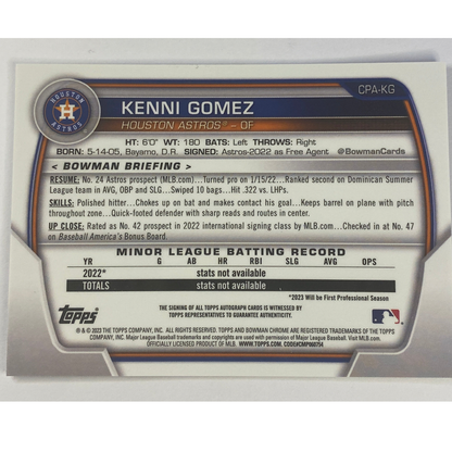 2023-24 Topps Bowman 1st Chrome Kenni Gomez Auto
