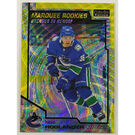 2020-21 O-Pee-Chee Platinum Nils Hoglander Neon Yellow Surge Marquee Rookies