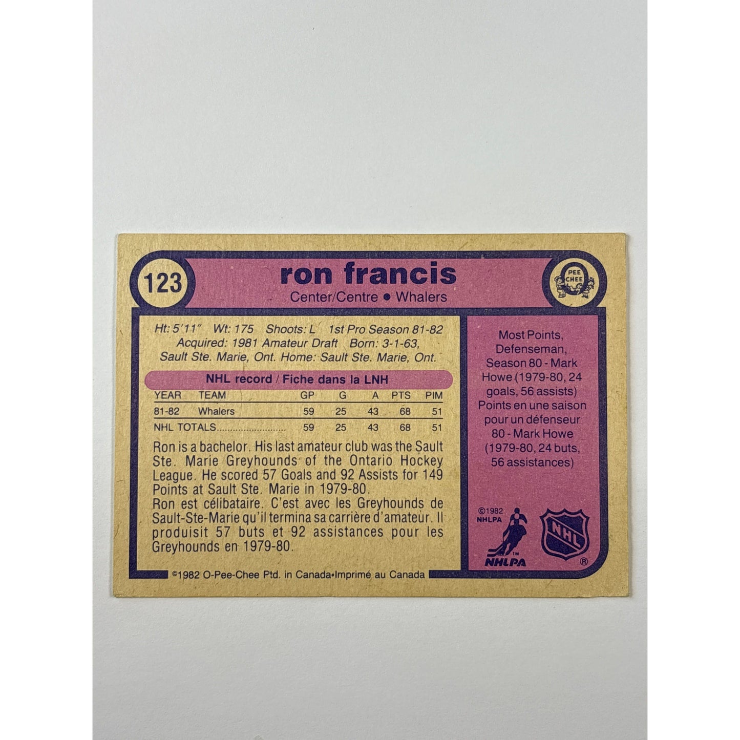1982-83 O-Pee-Chee Ron Francis RC