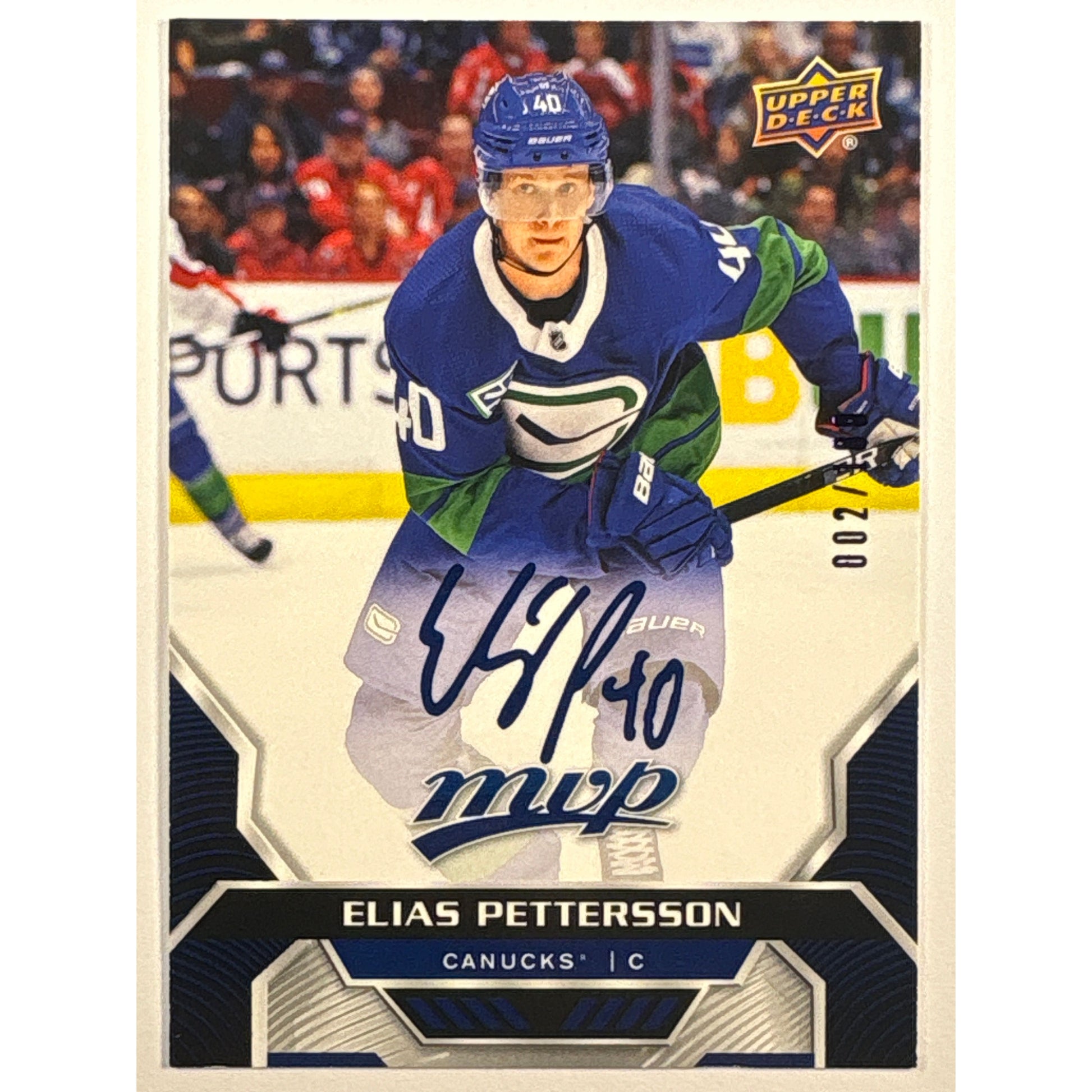 2020-21 MVP Elias Pettersson Super Script 002/100 | Local Legends Cards & Collectibles