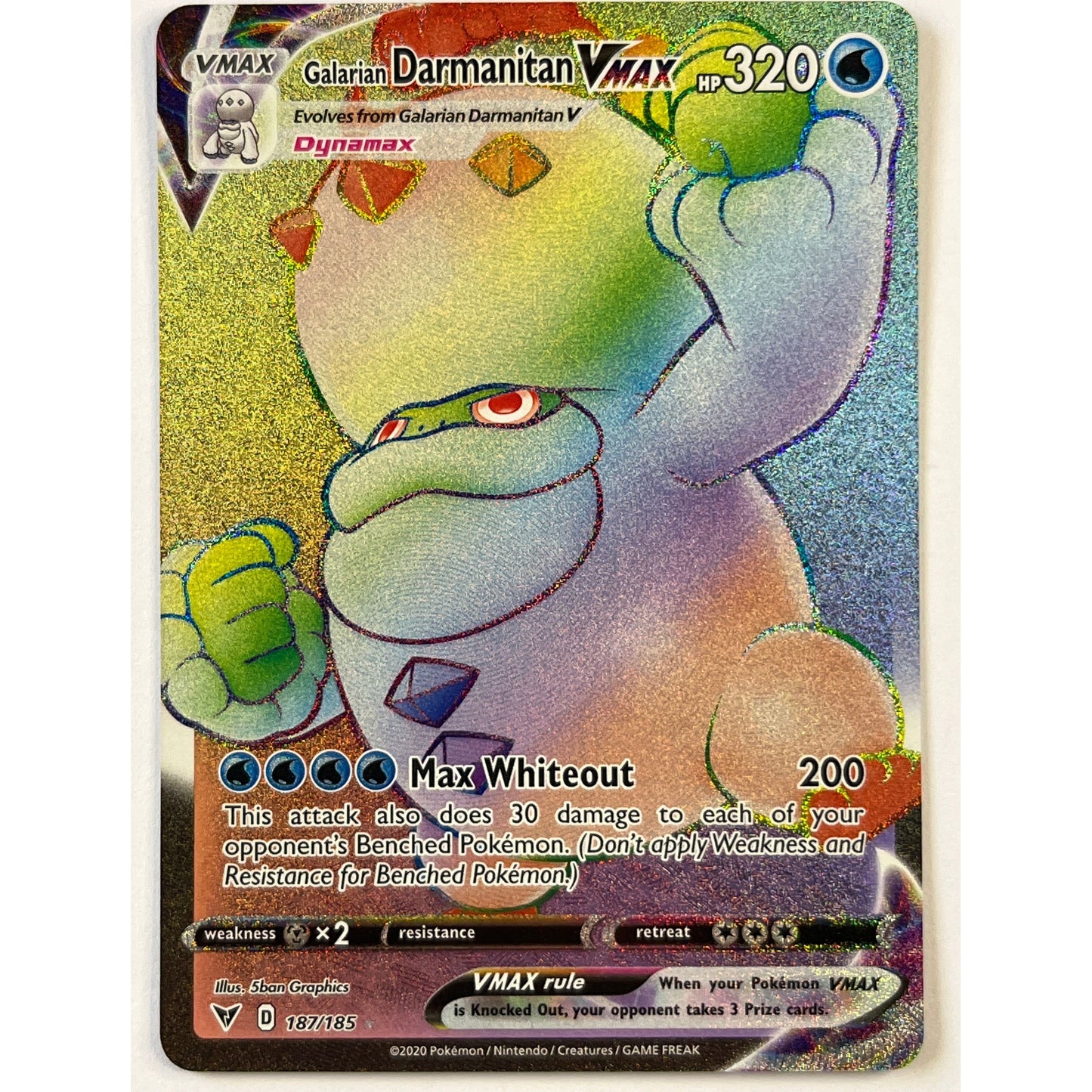 Galarian Darmanitan VMAX Holo Rainbow Rare 187/185