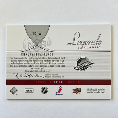 2009-10 SP Game Used Dave “Tiger” Williams Legends Classic 026/100