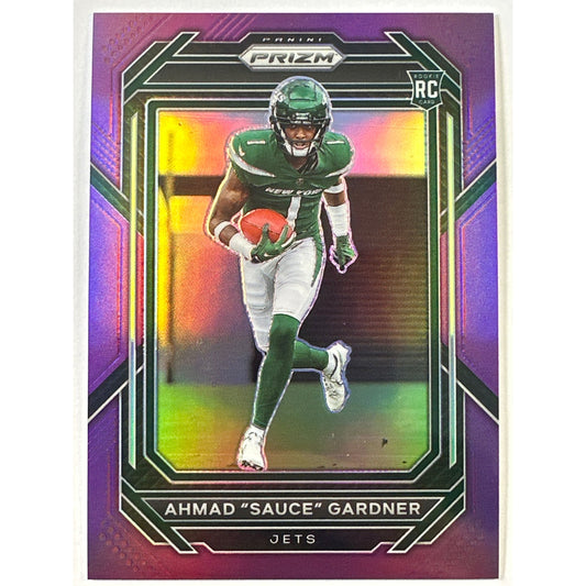 2022 Panini Prizm Ahmad “Sauce” Gardner Purple Holo Prizm RC /125