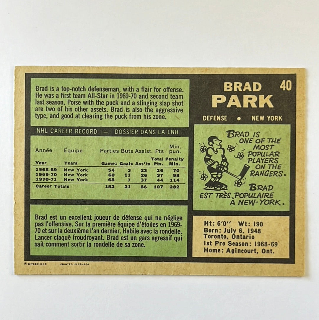 1971-72 O-Pee-Chee Brad Park #40