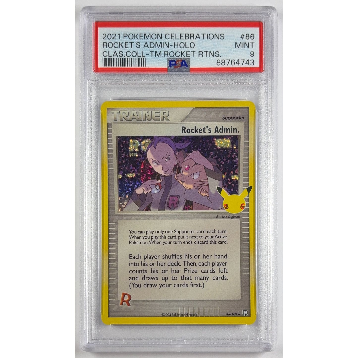 Rocket’s Admin Celebrations Holo 86/109 PSA 9 MINT | Local Legends Cards & Collectibles