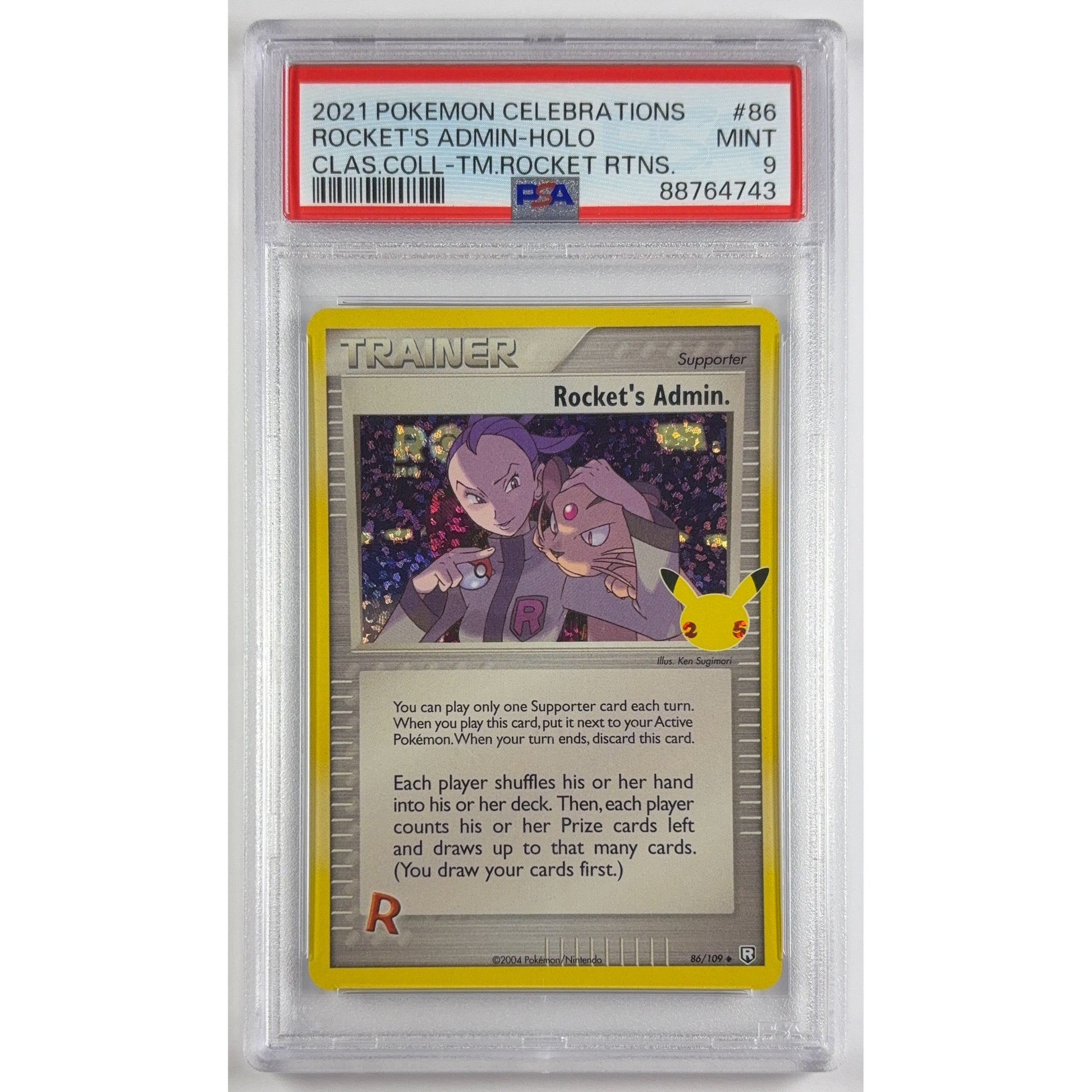 Rocket’s Admin Celebrations Holo 86/109 PSA 9 MINT | Local Legends Cards & Collectibles