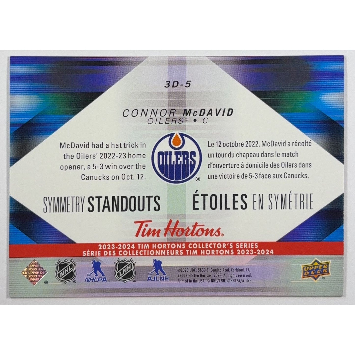 2023-24 Tim Hortons Connor McDavid Symmetry Standouts Lenticular | Local Legends Cards & Collectibles