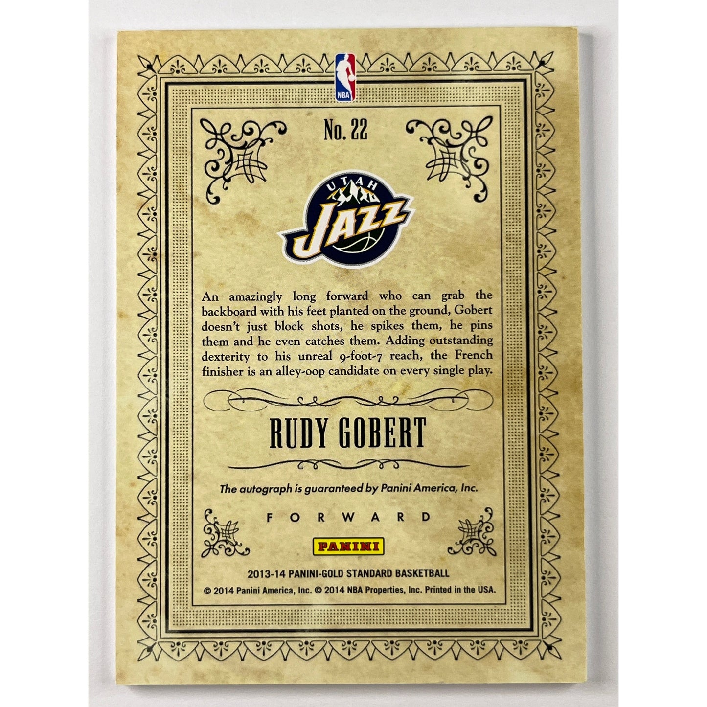 2013-14 Gold Standard Rudy Golbert Gold Strike RC Auto /299