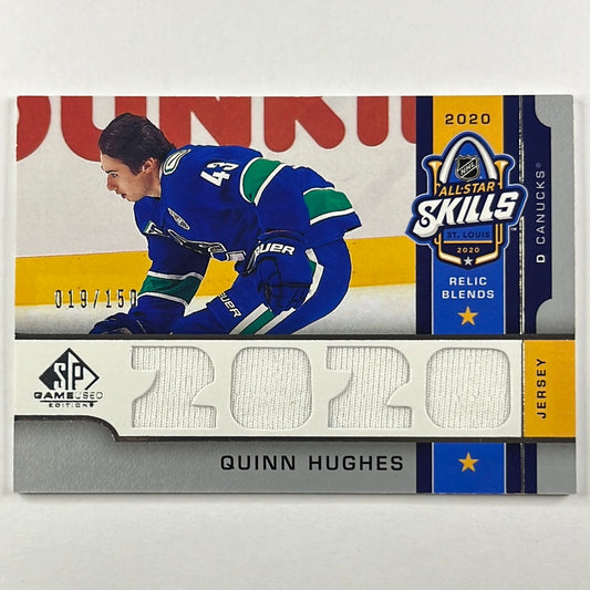 2020-21 SP Game Used Quinn Hughes All Star Skills Relics /150