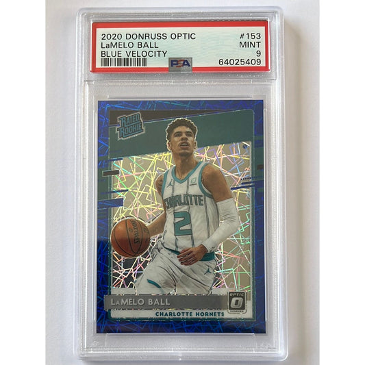 2020-21 Donruss Optic Lamelo Ball Blue Velocity Rated Rookie PSA 9 MINT