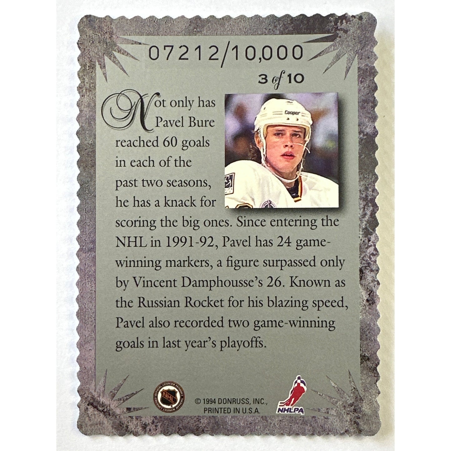 1994 Donruss Elite Series Pavel Bure Die Cut Silver Holo /10,000