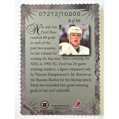 1994 Donruss Elite Series Pavel Bure Die Cut Silver Holo /10,000