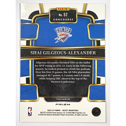 2023-24 Panini Prizm Shai Gilgeous-Alexander Light Blue Prizm 10/299 | Local Legends Cards & Collectibles
