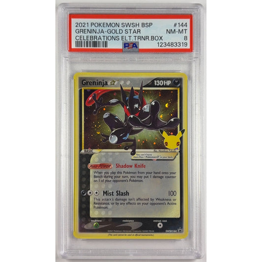 Greninja Holo Black Star Celebrations Promo SWSH144 PSA 8 NEAR MINT - MINT | Local Legends Cards & Collectibles