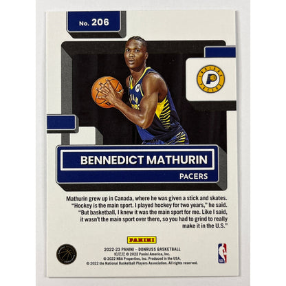 2022-23 Donruss Bennedict Mathurin Green Holo Laser Rated Rookie