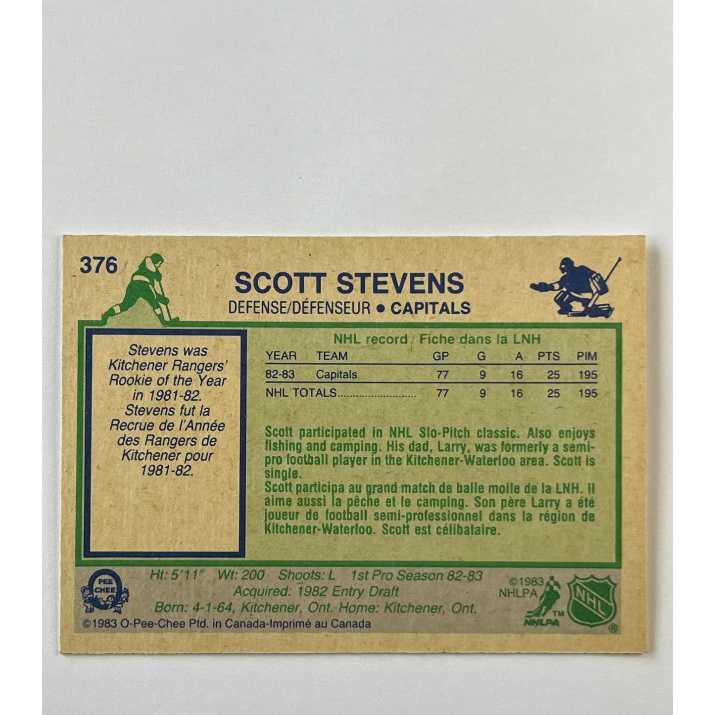 1983-84 O-Pee-Chee Scott Stevens RC | Local Legends Cards & Collectibles