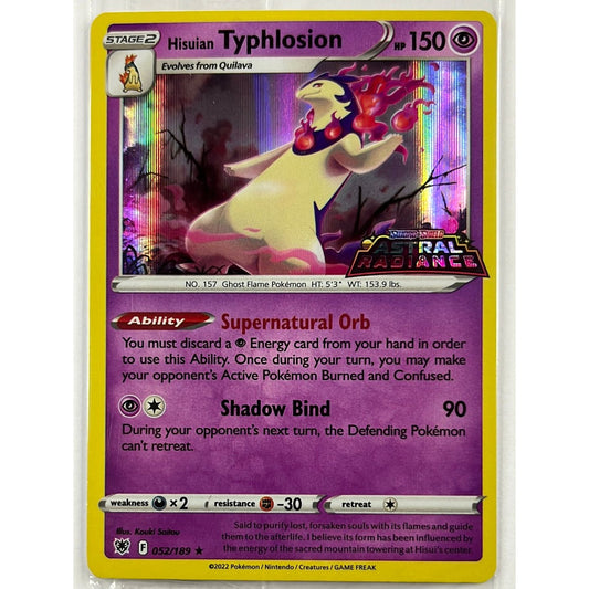 Hisuian Typhlosion Holo Rare 052/189 Astral Radiance Sealed Promo