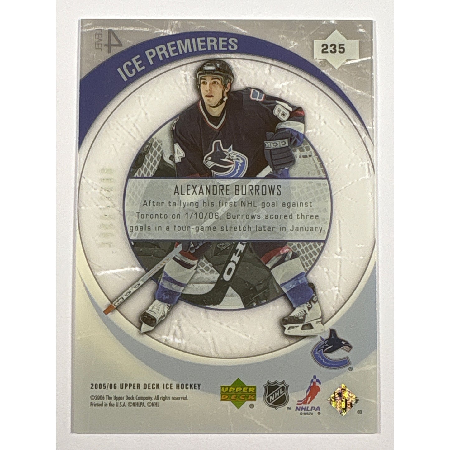 2005-06 Ice Alexandre Burrows Ice Premiers Level 4 /2999